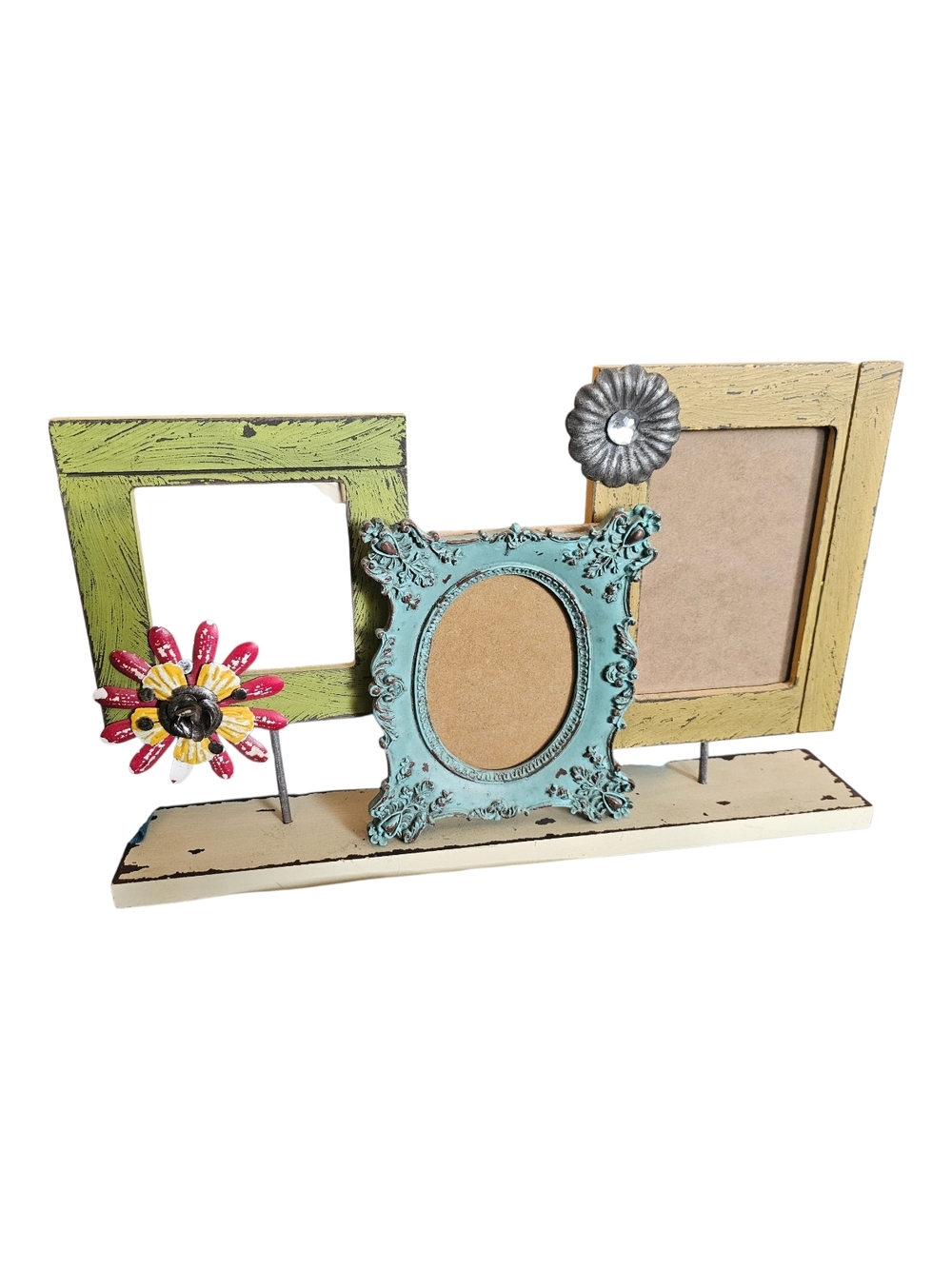 Decorative Multi-Opening Photo Frame - Green, Yellow & Blue